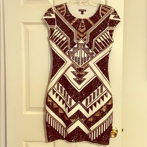 Express cap sleeve sequin dress